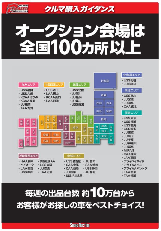 オークション会場は全国１００ヵ所以上